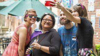 Students at a Pride event